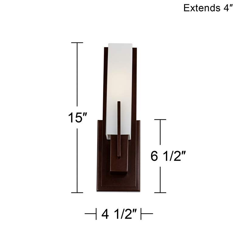 Image 6 Possini Euro Midtown 15 inch High White Glass Bronze Wall Sconce Set of 2 more views