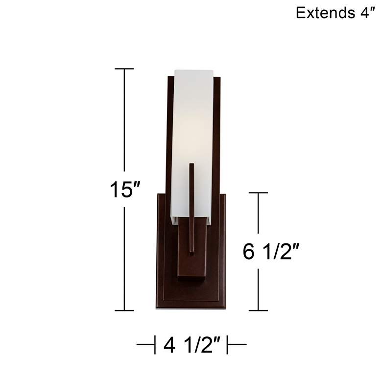 Image 6 Possini Euro Midtown 15" High White Glass Bronze Wall Sconce Set of 2 more views