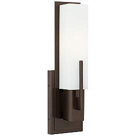 Image3 of Possini Euro Midtown 15" High White Glass Bronze Wall Sconce