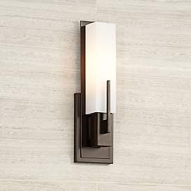 Image2 of Possini Euro Midtown 15" High White Glass Bronze Wall Sconce