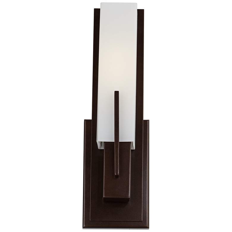 Image 6 Possini Euro Midtown 15 inch High White Glass Bronze Wall Sconce more views