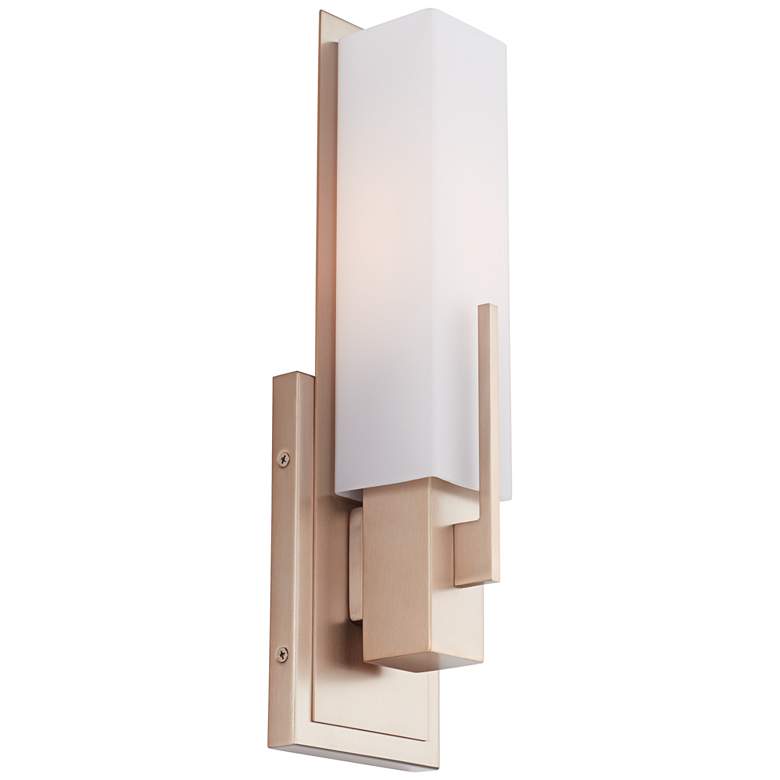 Image 2 Possini Euro Midtown 15" High White Glass Burnished Brass Wall Sconce