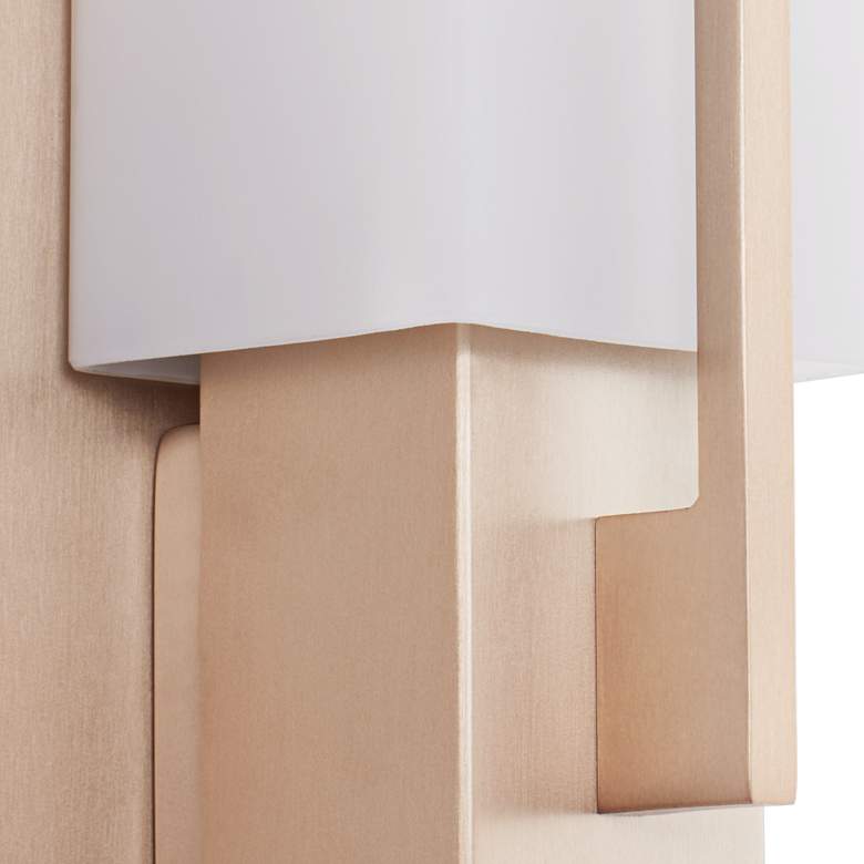 Image 3 Possini Euro Midtown 15" High White Glass Burnished Brass Wall Sconce more views