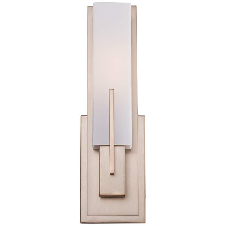 Image 4 Possini Euro Midtown 15 inch High White Glass Burnished Brass Wall Sconce more views