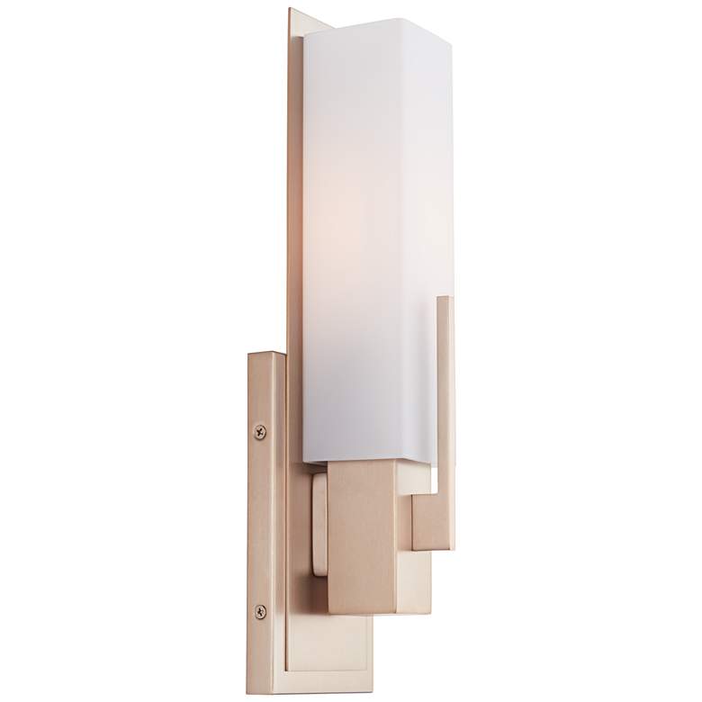 Image 5 Possini Euro Midtown 15" High White Glass Burnished Brass Wall Sconce more views