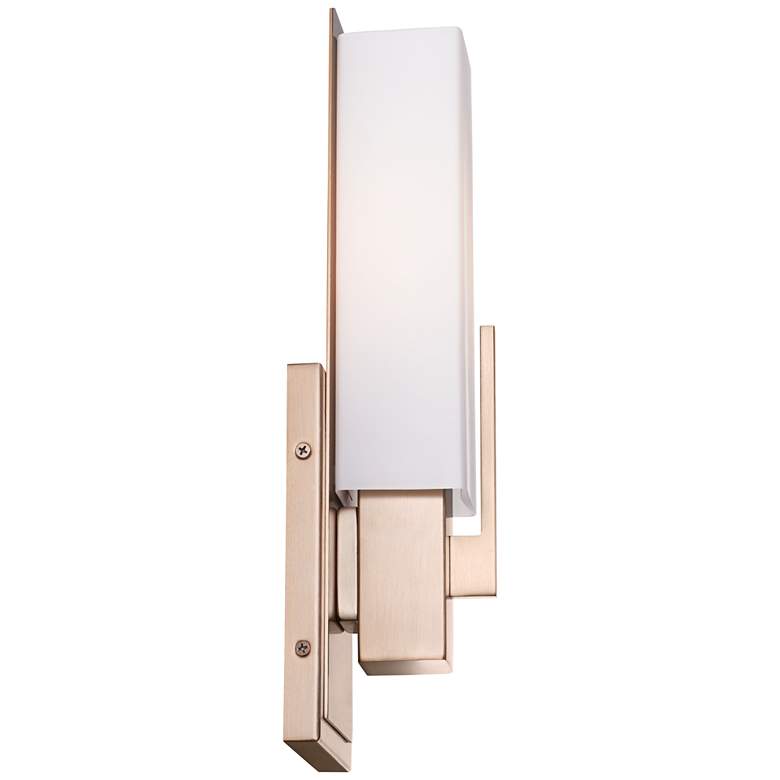 Image 6 Possini Euro Midtown 15" High White Glass Burnished Brass Wall Sconce more views