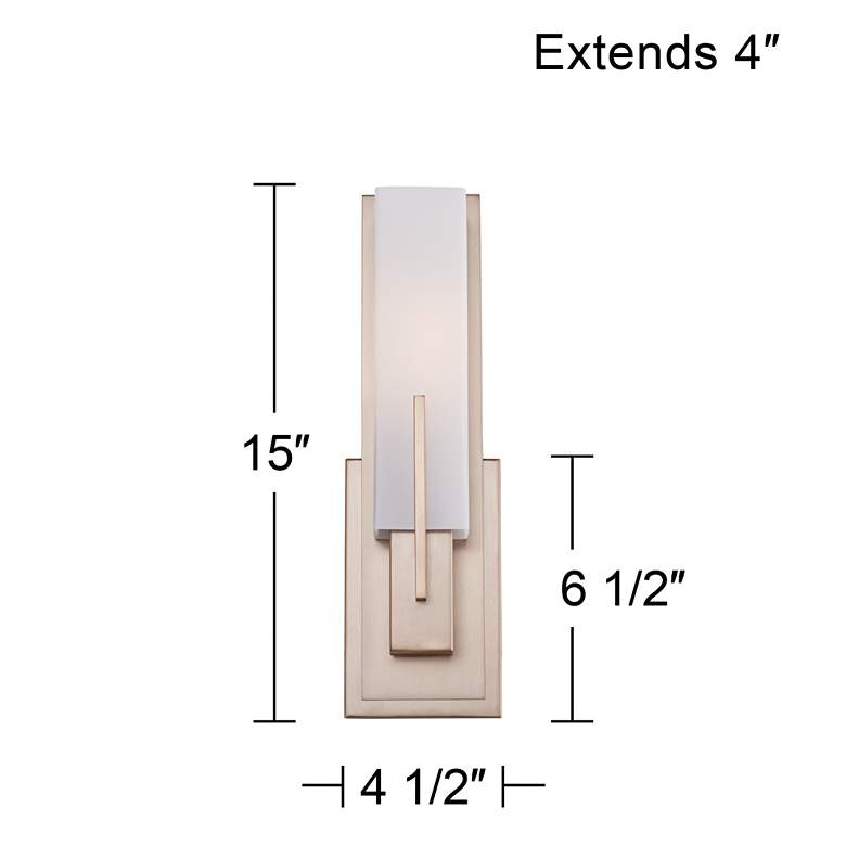 Image 7 Possini Euro Midtown 15" High White Glass Burnished Brass Wall Sconce more views
