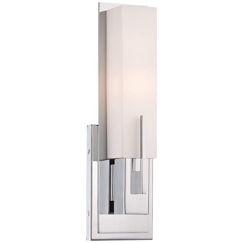 Image 3 Possini Euro Midtown 15 inch High White Glass Chrome Wall Sconce