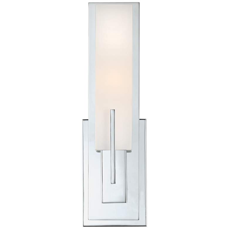 Possini Euro Midtown 15&quot; High White Glass Chrome Wall Sconce more views