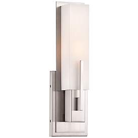 Image3 of Possini Euro Midtown 15" Nickel and White Glass Modern Wall Sconce