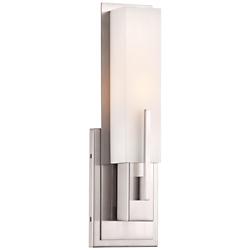 Possini Euro Midtown 15&quot; Nickel and White Glass Modern Wall Sconce