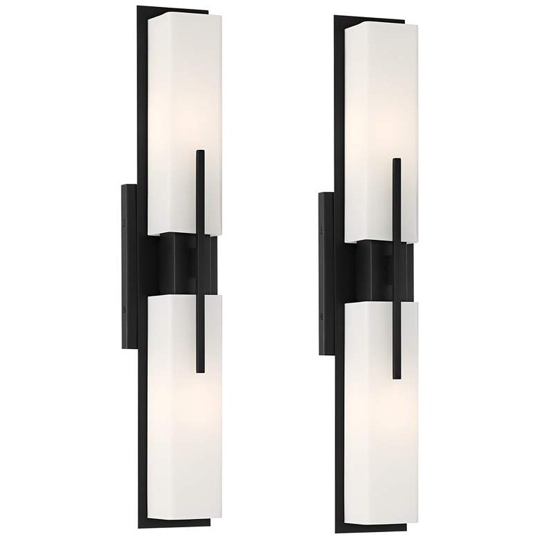 Image 2 Possini Euro Midtown 23 1/2" Black Bath Bar Light Fixture Set of 2