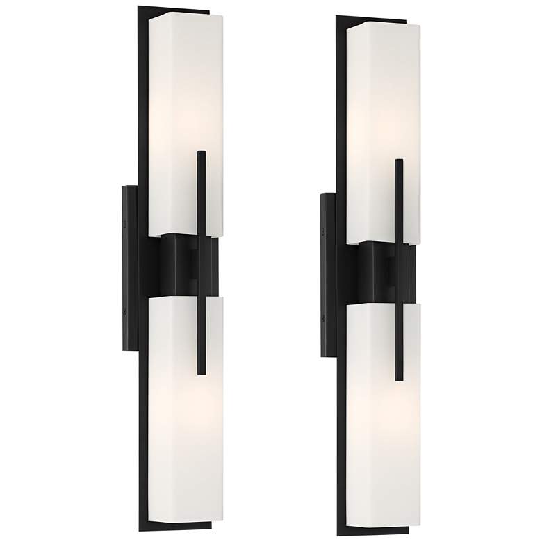 Image 2 Possini Euro Midtown 23 1/2 inch Black Bath Bar Light Fixture Set of 2