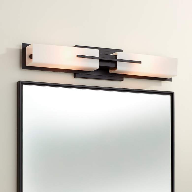 Image 4 Possini Euro Midtown 23 1/2 inch Black Bath Bar Light Fixture Set of 2 more views