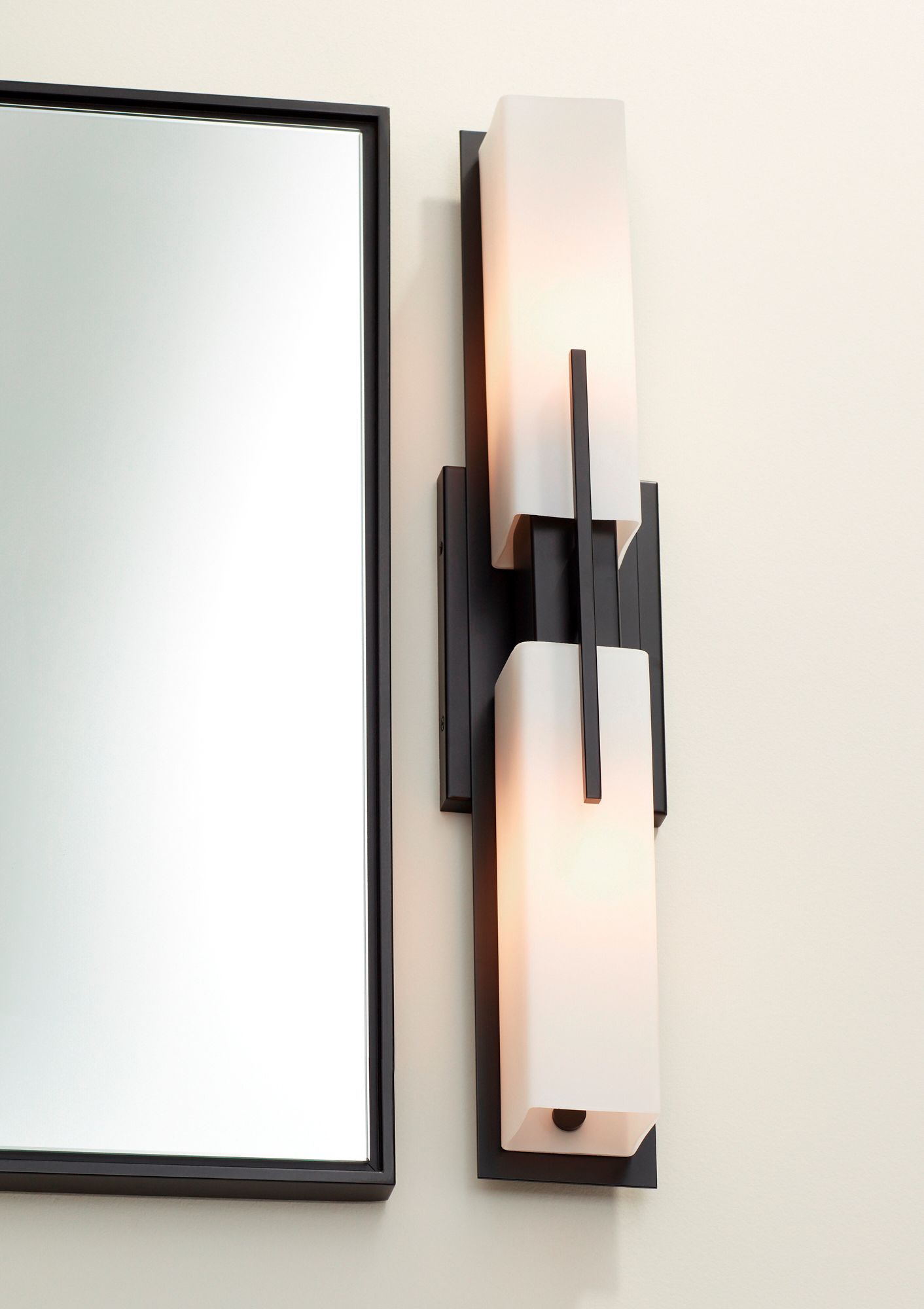 Possini Euro Midtown 23 1/2" Black Bath Bar Light Fixture Set of 2