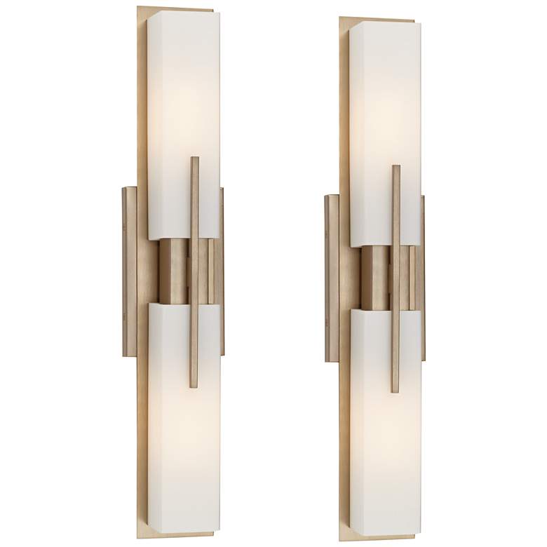 Image 2 Possini Euro Midtown 23 1/2" High Burnished Brass Bath Light Set of 2