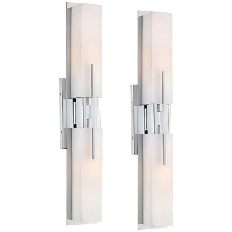 Image 2 Possini Euro Midtown 23 1/2 inch High Chrome Bath Light Set of 2