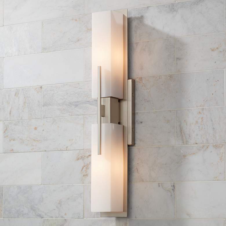 Image 6 Possini Euro Midtown 23 1/2 inch High Satin Nickel Bath Light Set of 2 more views