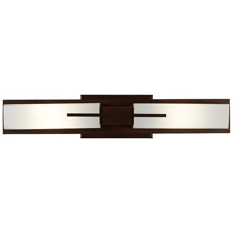 Image 6 Possini Euro Midtown 23 1/2" White Glass Bronze Bath Bar Light Fixture more views