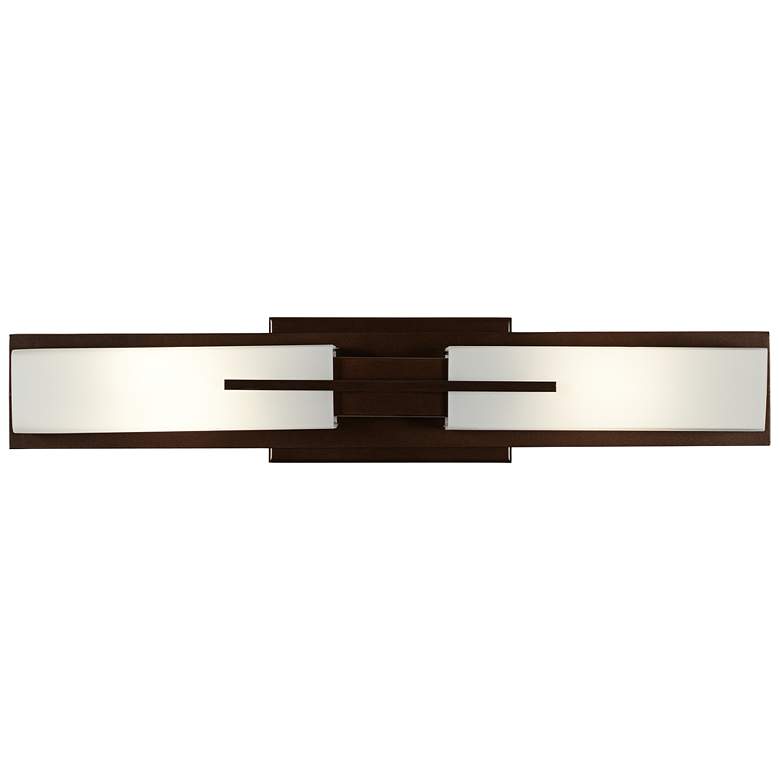 Image 6 Possini Euro Midtown 23 1/2 inch White Glass Bronze Bath Bar Light Fixture more views