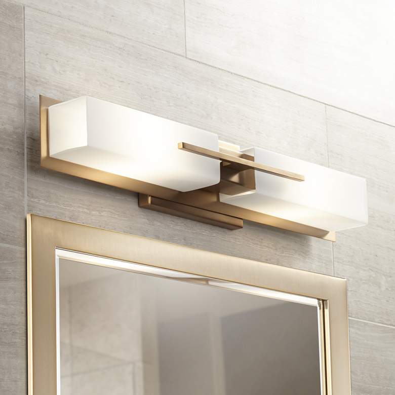 Image 2 Possini Euro Midtown 23 1/2 inch Wide Burnished Brass Modern Bath Light