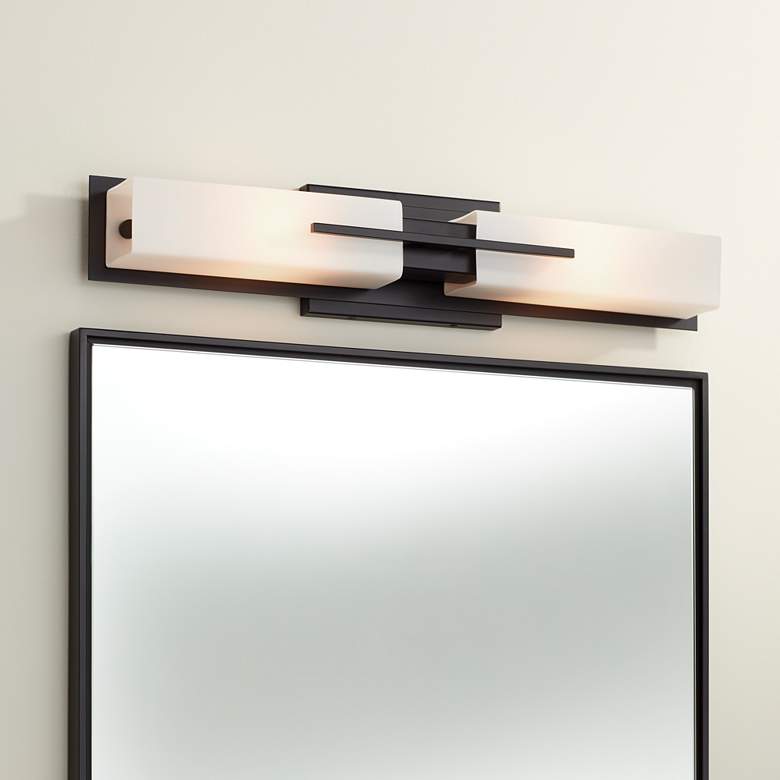 Image 4 Possini Euro Midtown 23 1/2 inchW Black Bath Bar Light Fixture more views