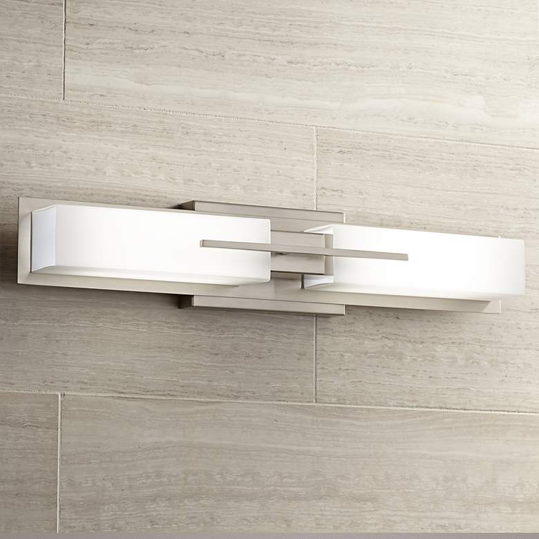 Image 1 Possini Euro Midtown 23 1/2 inchW Satin Nickel LED Bath Light