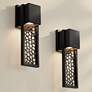 1_Possini Euro Miele 16" High Matte Black Wall Sconce Set of 2