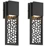 3_Possini Euro Miele 16"H Matte Black Outdoor LED Wall Light Set of 2