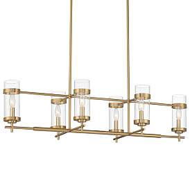 Image3 of Possini Euro Mikel 42" Wide Gold Modern 6-Light Linear Island Pendant