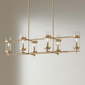 Image2 of Possini Euro Mikel 42" Wide Gold Modern 6-Light Linear Island Pendant