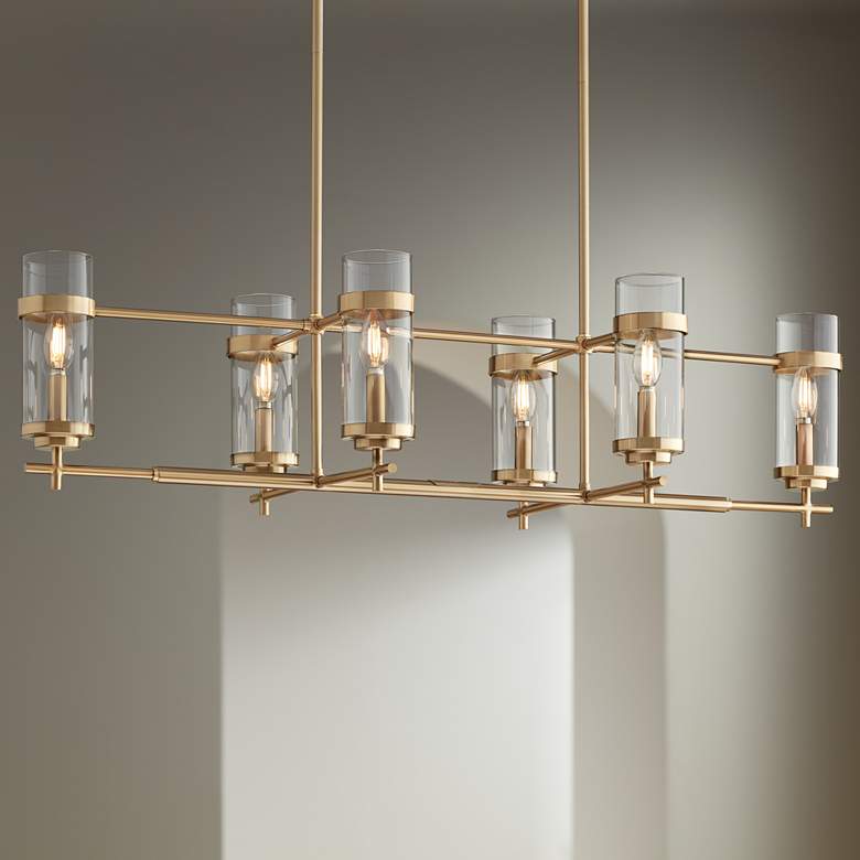 Image 2 Possini Euro Mikel 42" Wide Gold Modern 6-Light Linear Island Pendant