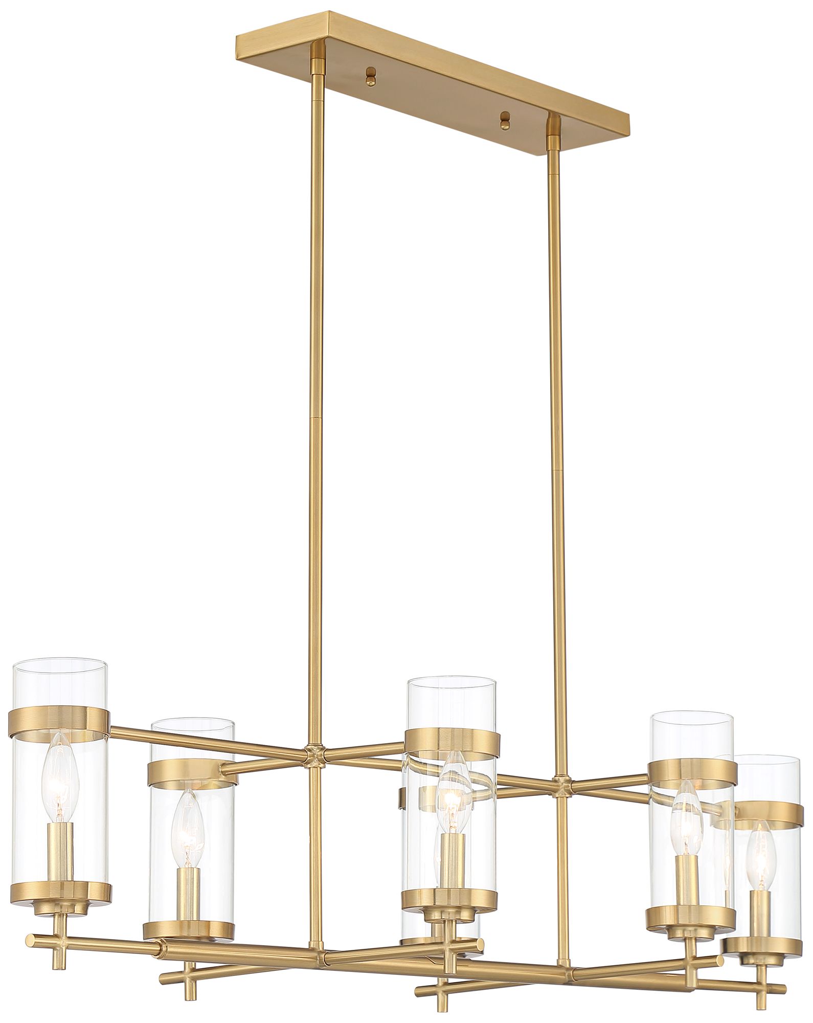 Possini Euro Mikel 42" Wide Gold Modern 6-Light Linear Island Pendant in scene