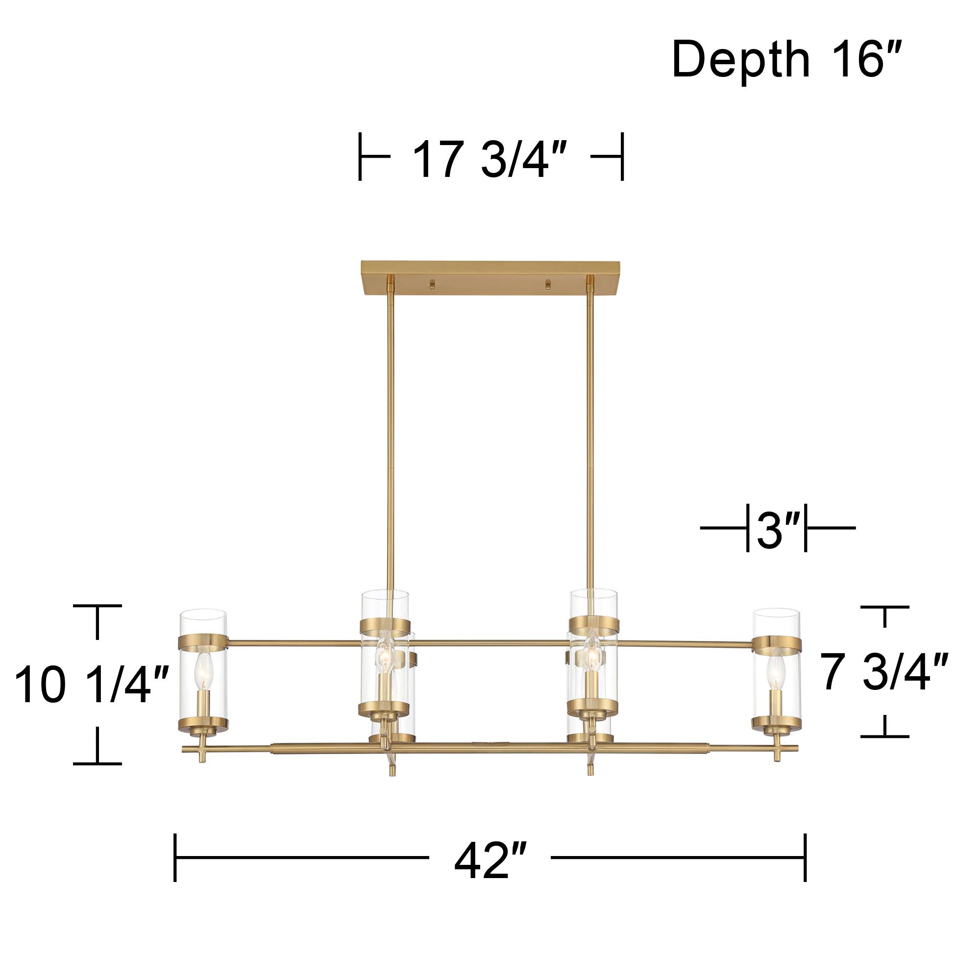 Possini Euro Mikel 42" Wide Gold Modern 6-Light Linear Island Pendant in scene