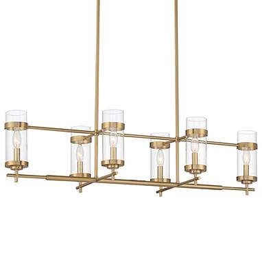 Possini Euro Mikel 42" Wide Gold Modern 6-Light Linear Island Pendant