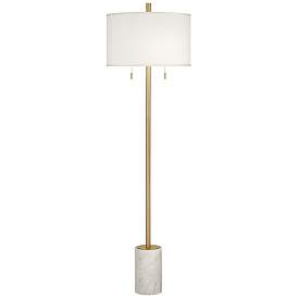 Image2 of Possini Euro Milan 64" Gold Finish Modern Floor Lamp with Marble Base