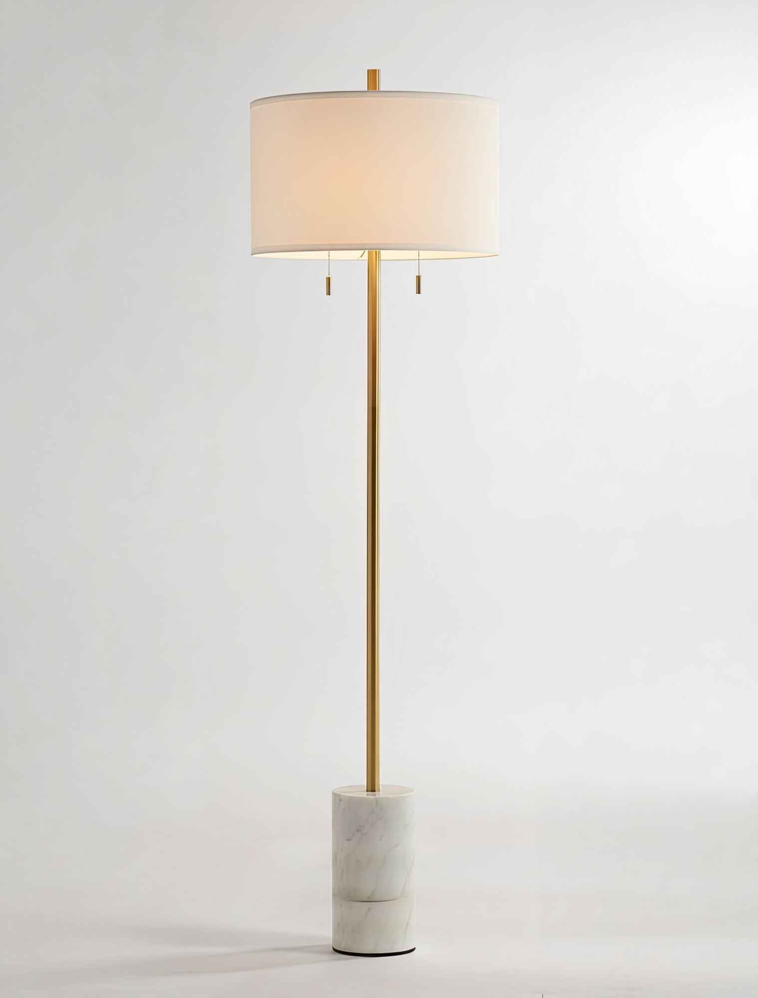 Possini Euro Milan 64" Gold Finish Modern Floor Lamp with Marble Base in scene