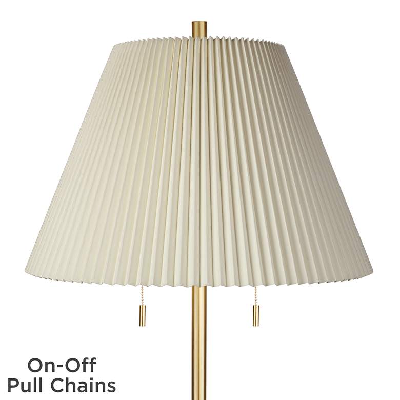 Image 3 Possini Euro Milan 66" Gold and Marble Floor Lamp with Pleated Shade more views