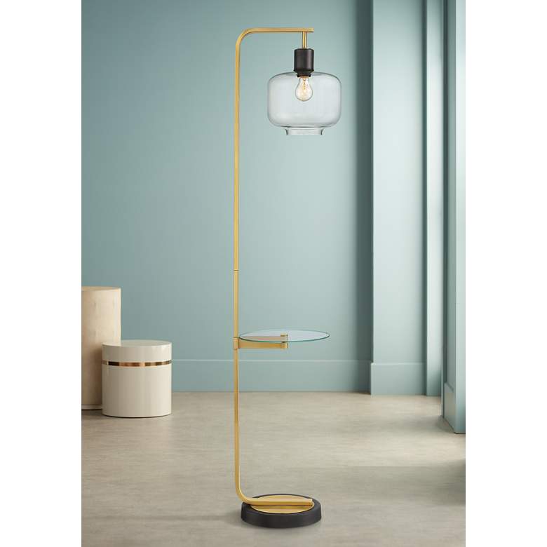 Image 1 Possini Euro Milan Floor Lamp with Glass Tray
