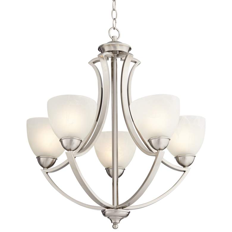 Image 3 Possini Euro Milbury 24 inch Wide Five Light Satin Nickel Chandelier