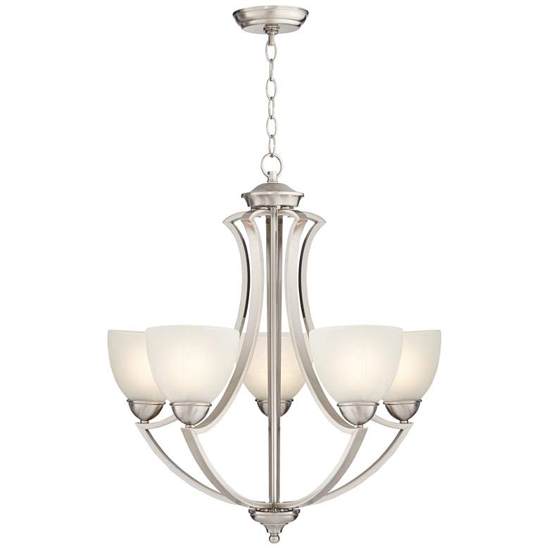 Image 7 Possini Euro Milbury 24" Wide Five Light Satin Nickel Chandelier more views