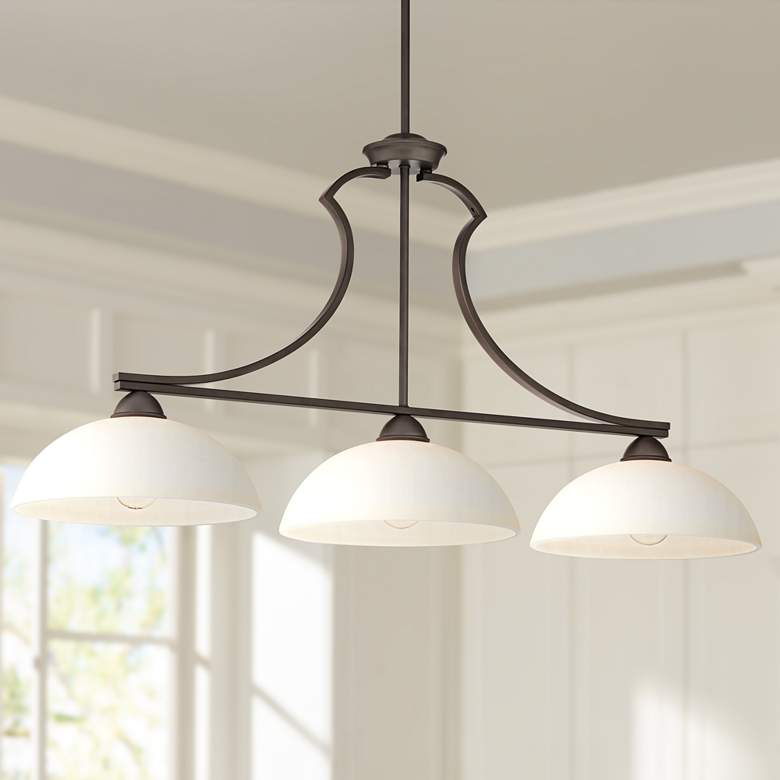 Image 1 Possini Euro Milbury 40 1/4 inch Bronze Kitchen Island Light Chandelier