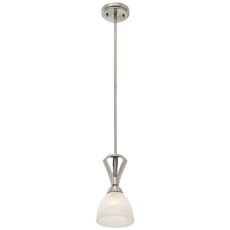 Image 7 Possini Euro Milbury 6" Wide Satin Nickel and White Glass Mini Pendant more views