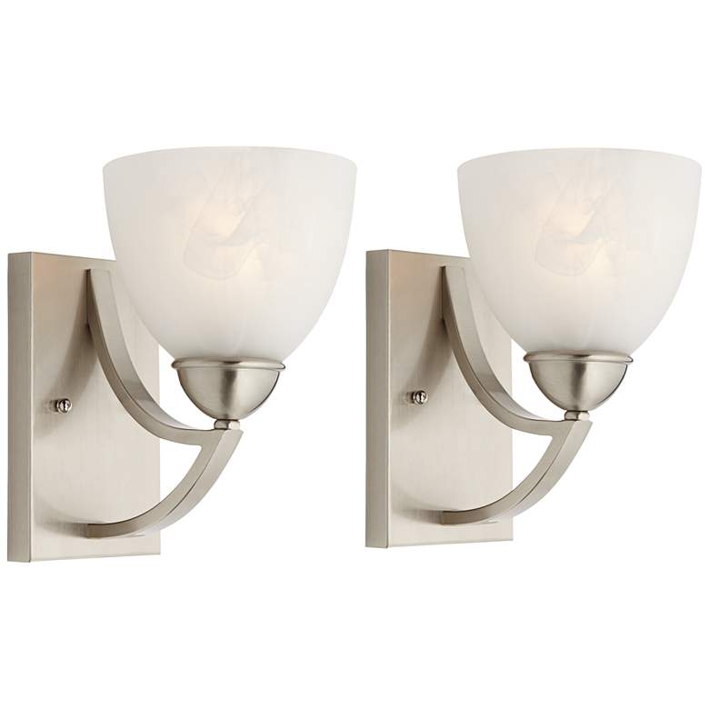 Image 2 Possini Euro Milbury 9" High Marbleized Glass Wall Sconce Set of 2