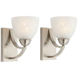 Possini Euro Milbury 9&quot; High Marbleized Glass Wall Sconce Set of 2