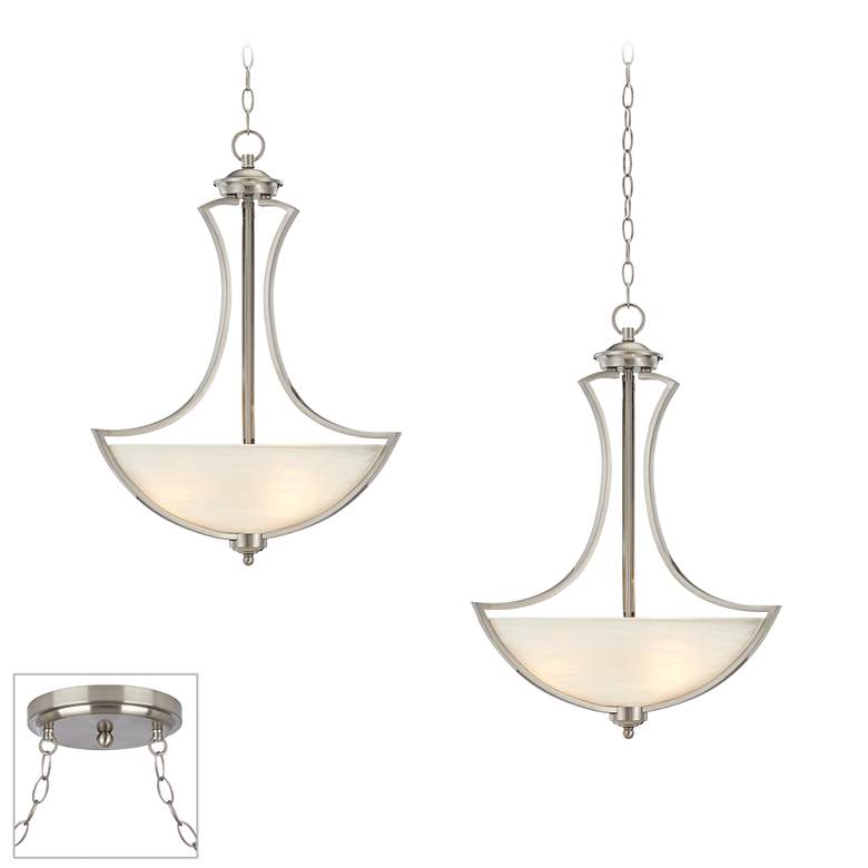 Image 1 Possini Euro Milbury Brushed Nickel 2-Light Swag Chandelier