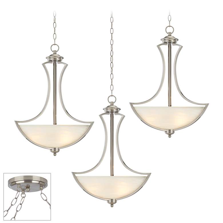 Image 1 Possini Euro Milbury Brushed Nickel 3-Light Swag Chandelier