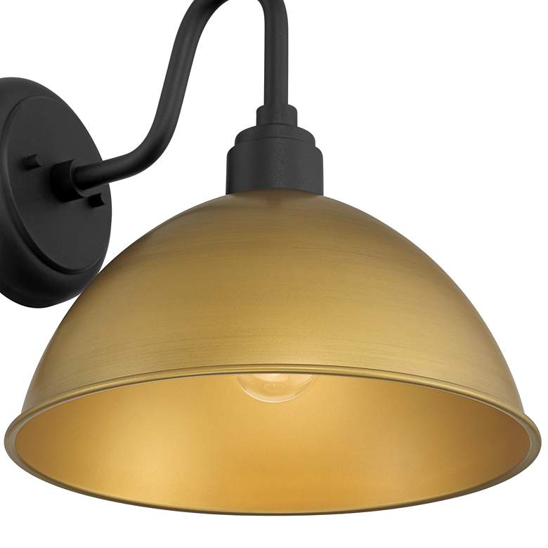 Image 5 Possini Euro Miles 12 1/2" High Black and Gold Outdoor Wall Light more views