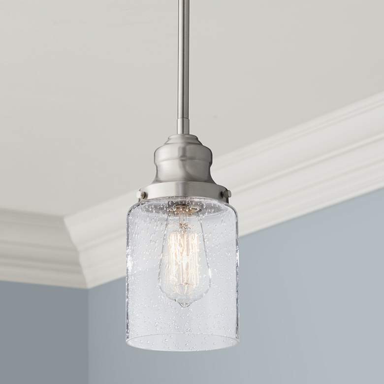 Image 1 Possini Euro Millican 5 inch Wide Brushed Nickel Mini Pendant