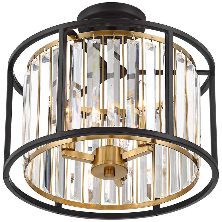 Image 5 Possini Euro Milne 14" Wide Bronze and Brass Ceiling Light more views